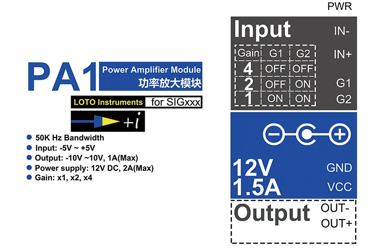 Amplificador de Señal LOTO, Modelo PA1, Amplificador de Señal de 1 Canal, 50KHz - imagen 3