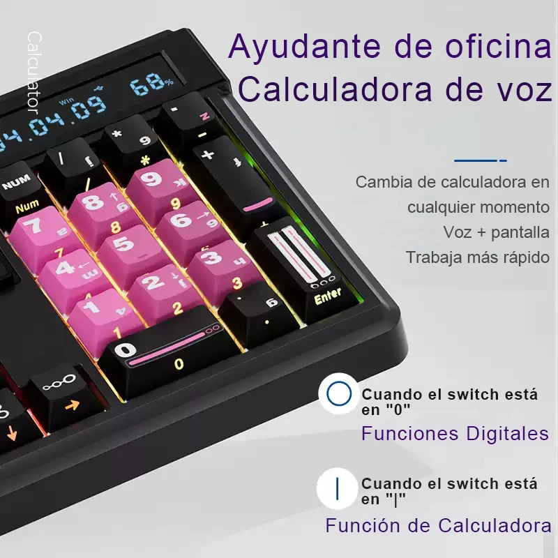 SKYLONG GK104 Pro teclado mecánico inalámbrico interruptor silencioso intercambiable en caliente pantalla personalizada/perilla barra espaciadora dividida PBT tecla RGB retroiluminación calculadora teclado para juegos - imagen 5
