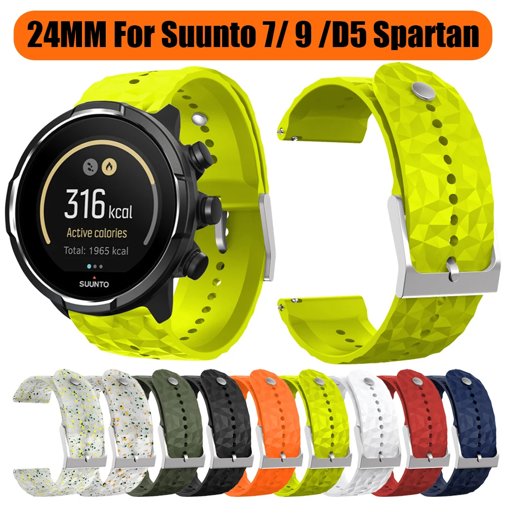 Correa de silicona deportiva transpirable para exteriores, 24mm, para Suunto 7/ 9 /D5 Spartan Wrist HR Baro, correa de repuesto para reloj inteligente