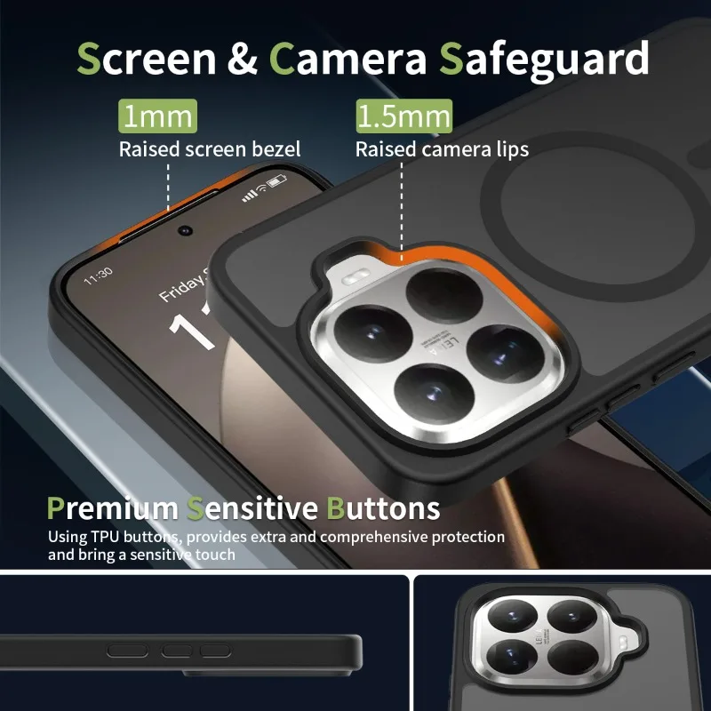 Para Xiaomi 15T Pro magnético mate translúcido PC + TPU funda a prueba de golpes para Xiaomi 15 T Mi15Tpro para Magsafe cubierta de carga inalámbrica - imagen 3