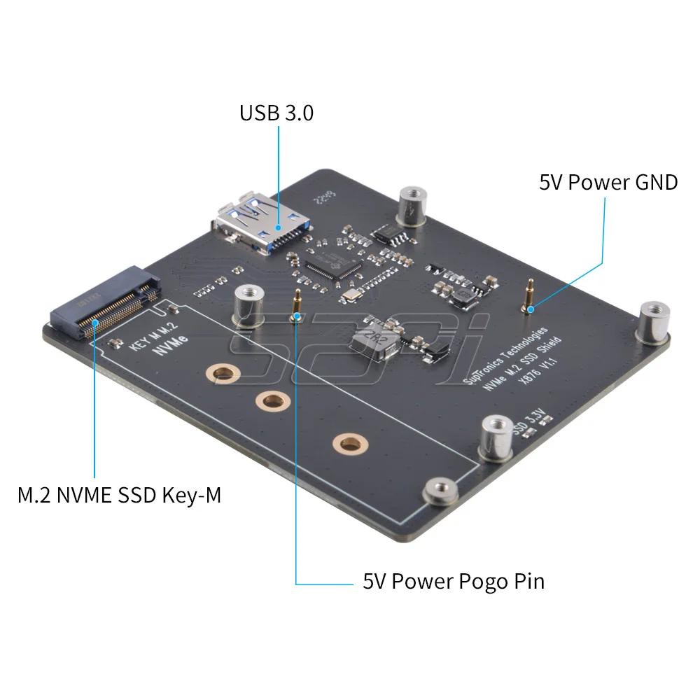 Placa de expansión 52Pi Raspberry Pi X876 NVMe M.2 SATA SSD NAS, compatible con key-m 2280 SSD para Raspberry Pi 4B - imagen 3