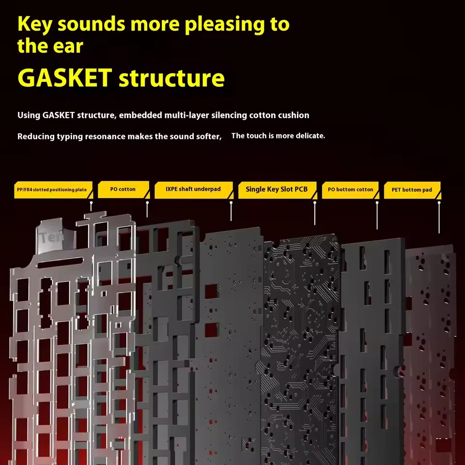 LEOBOG Hi75C/HI75C Pro teclado Barebone personalizado multimodo Kit de teclado de aluminio con cable/inalámbrico estructura de junta retroiluminada RGB - imagen 4