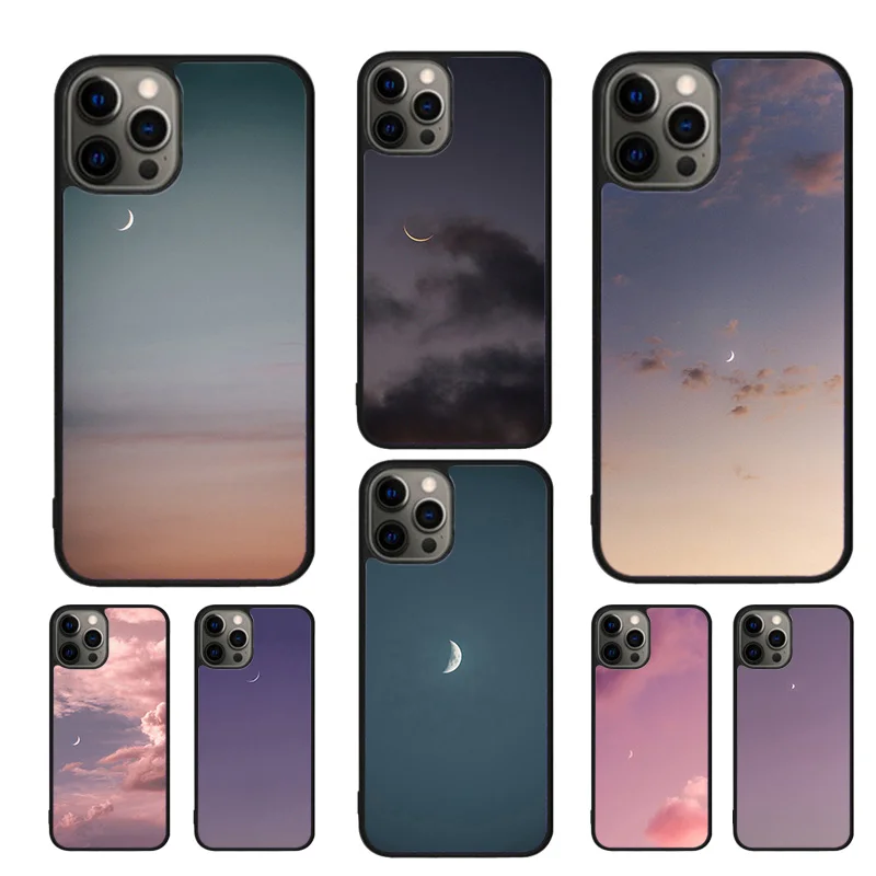 Funda de teléfono cielo claro de luna para iPhone 17 Air 16 15 14 11 12 13 Pro MAX Plus coque