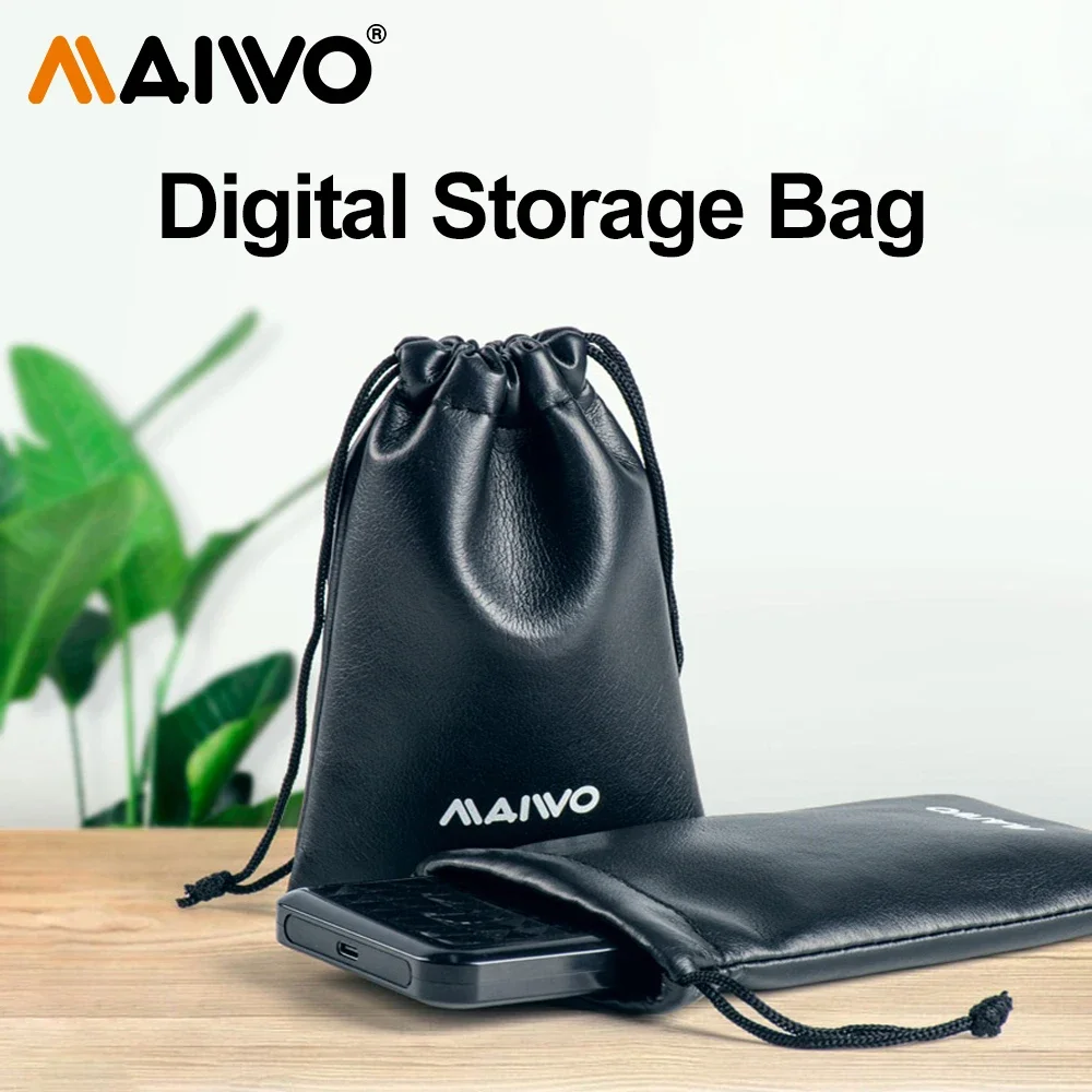 MAIWO-Bolso de cuero PU de alta calidad para auriculares, bolsa suave con cordón para auriculares, Cable de datos, impermeable, bolsa de almacenamiento