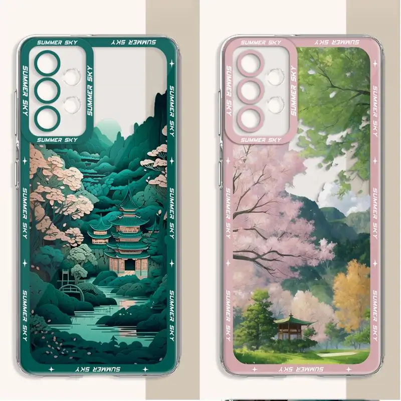 Funda de teléfono Summer Sky para Samsung Galaxy A14 A13 A15 A23 4G A34 A33 A53 A25 A24 A54 A73 A35 A55 5G, funda suave transparente