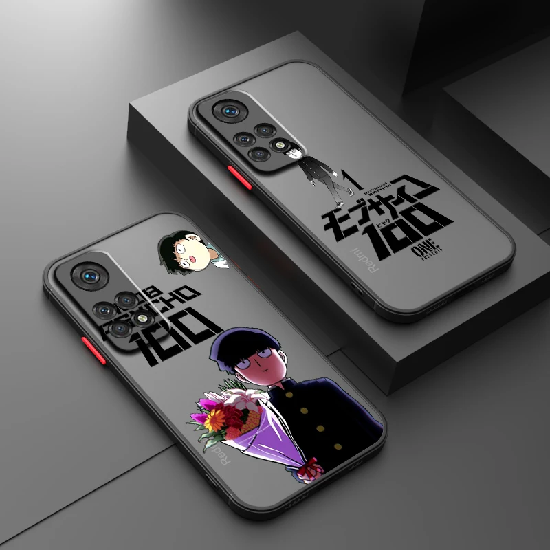 Mob Psycho 100 Comic Anime Art Frosted translúcido para Redmi Note 13R 13 12 12S 12T 11 11T 11E 10 Pro Plus 5G funda de teléfono de TPU
