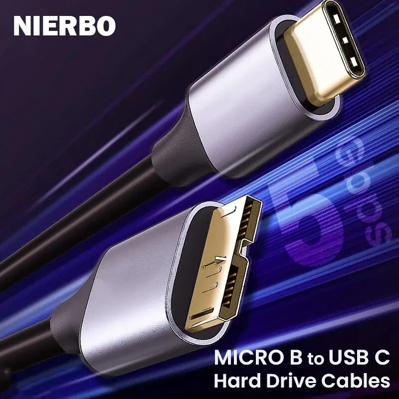 Cable USB C a Micro B Cables de Disco Duro Trenzado USB 3,0 Tipo C Macho a Micro B Cable Macho para MacBook Toshiba Canvio