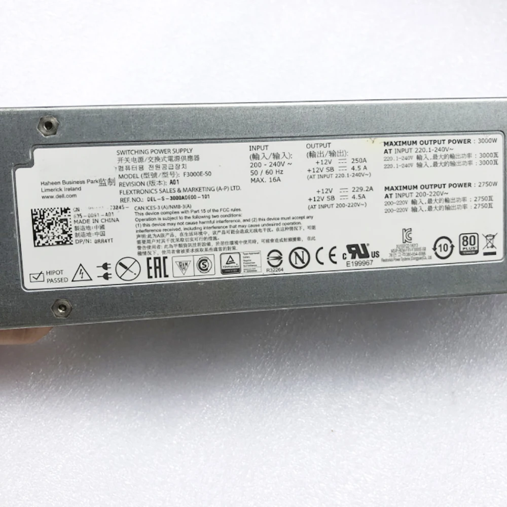 0RR4YT RR4YT para fuente de alimentación del servidor DELL M1000E 3000W F3000E-S0