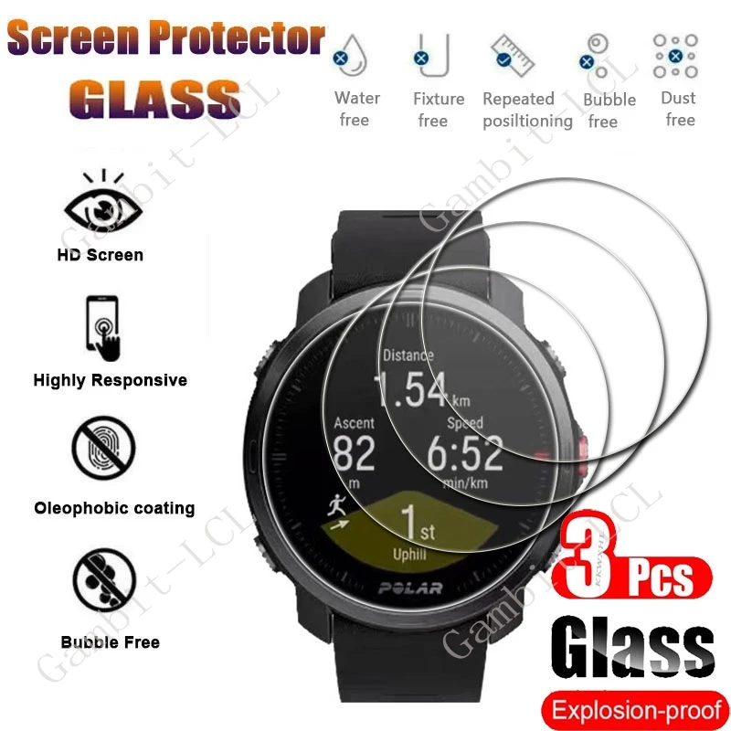 3 uds 9H Protector de pantalla de vidrio templado para Polar Grit X Pacer Pro Unite Ignite2 Vantage M V V2 M200 película de cubierta de reloj inteligente