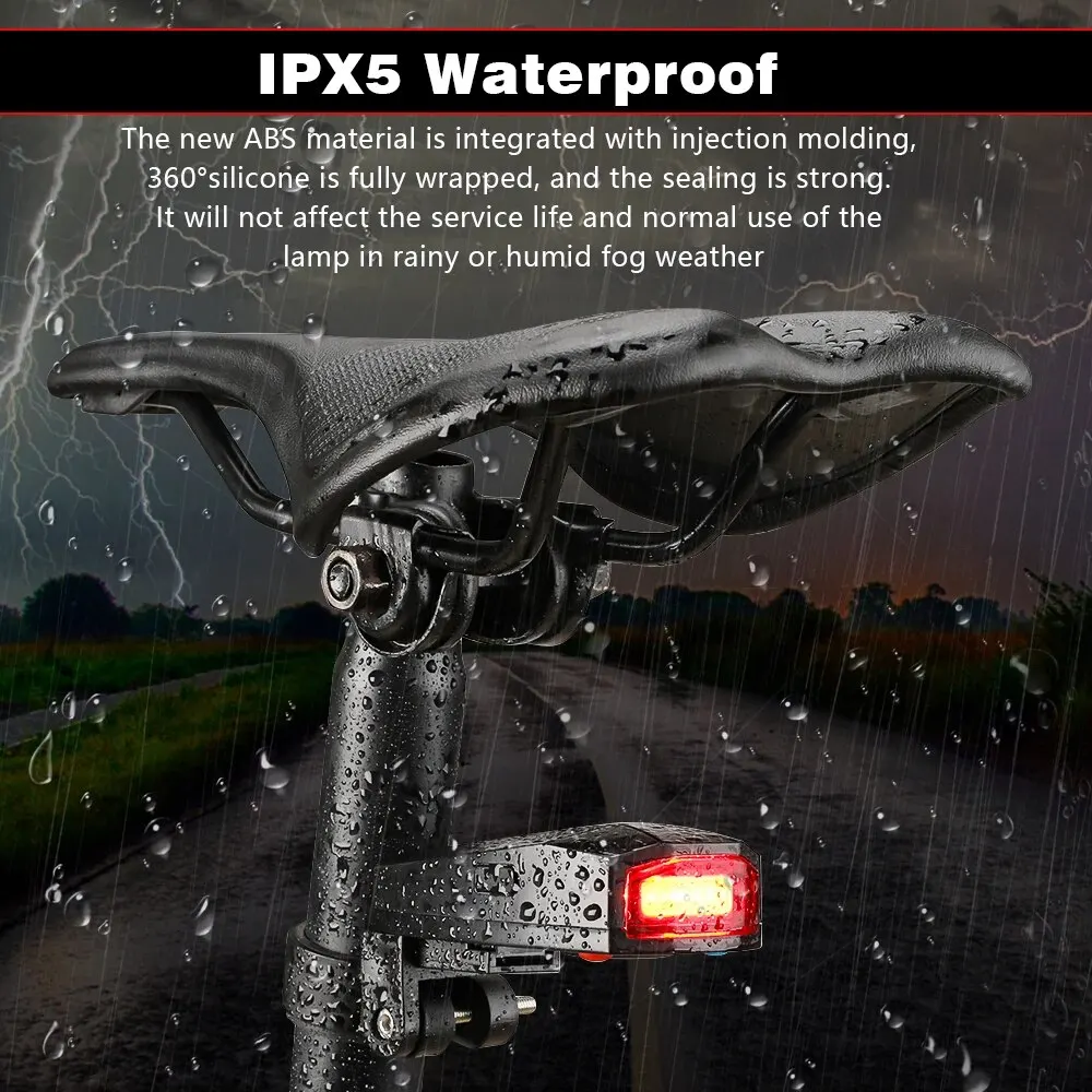 Alarma inalámbrica impermeable para bicicleta, luz trasera de bicicleta, alarma antirrobo, carga USB, Control remoto, luz trasera LED, buscador de bicicleta - imagen 5
