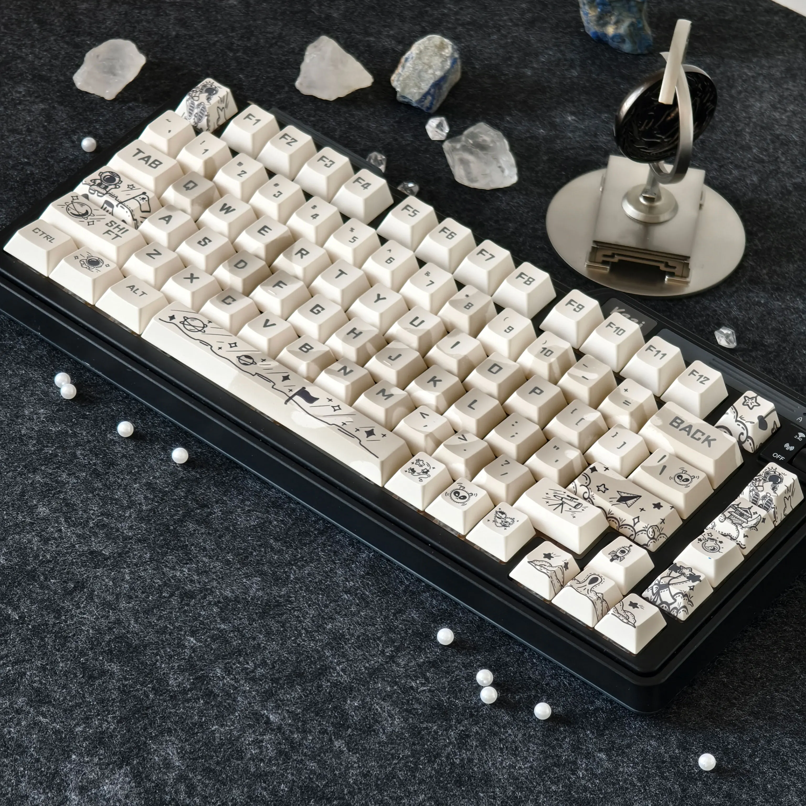 Tecla de teclado errante interestelar cereza Moa Pbt sublimación térmica de cinco lados blanco azul tecnología sentido Diy Keycap