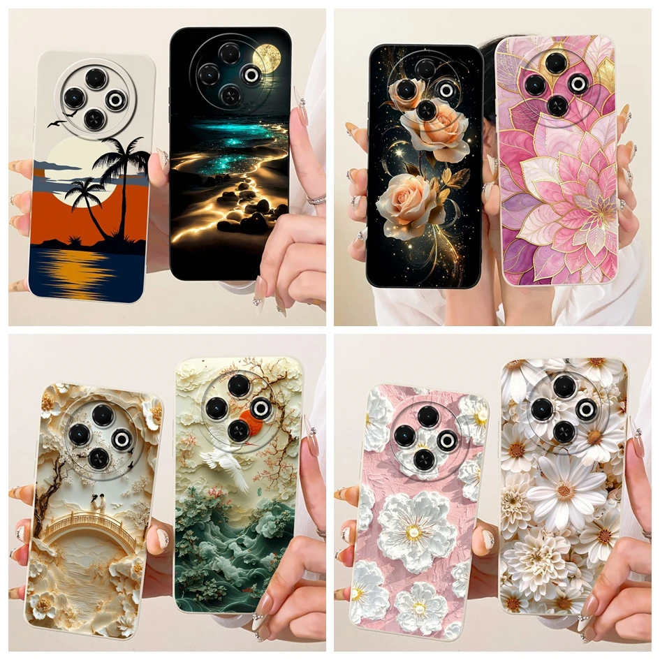 Para Tecno Spark 30C 4G funda de silicona moda atardecer flor pintada cubierta a prueba de golpes para Techno Spark 30 Pro 30Pro Spark30C Shell