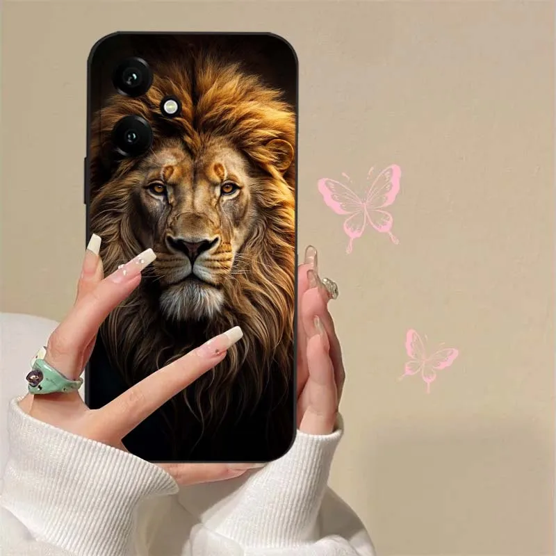 Estampado de León Animal para Honor X50I X50GT X50 X40I X40 X30I V40 V30 Play 7T 6T 8T 60 Pro Max Plus funda de teléfono negra - imagen 5