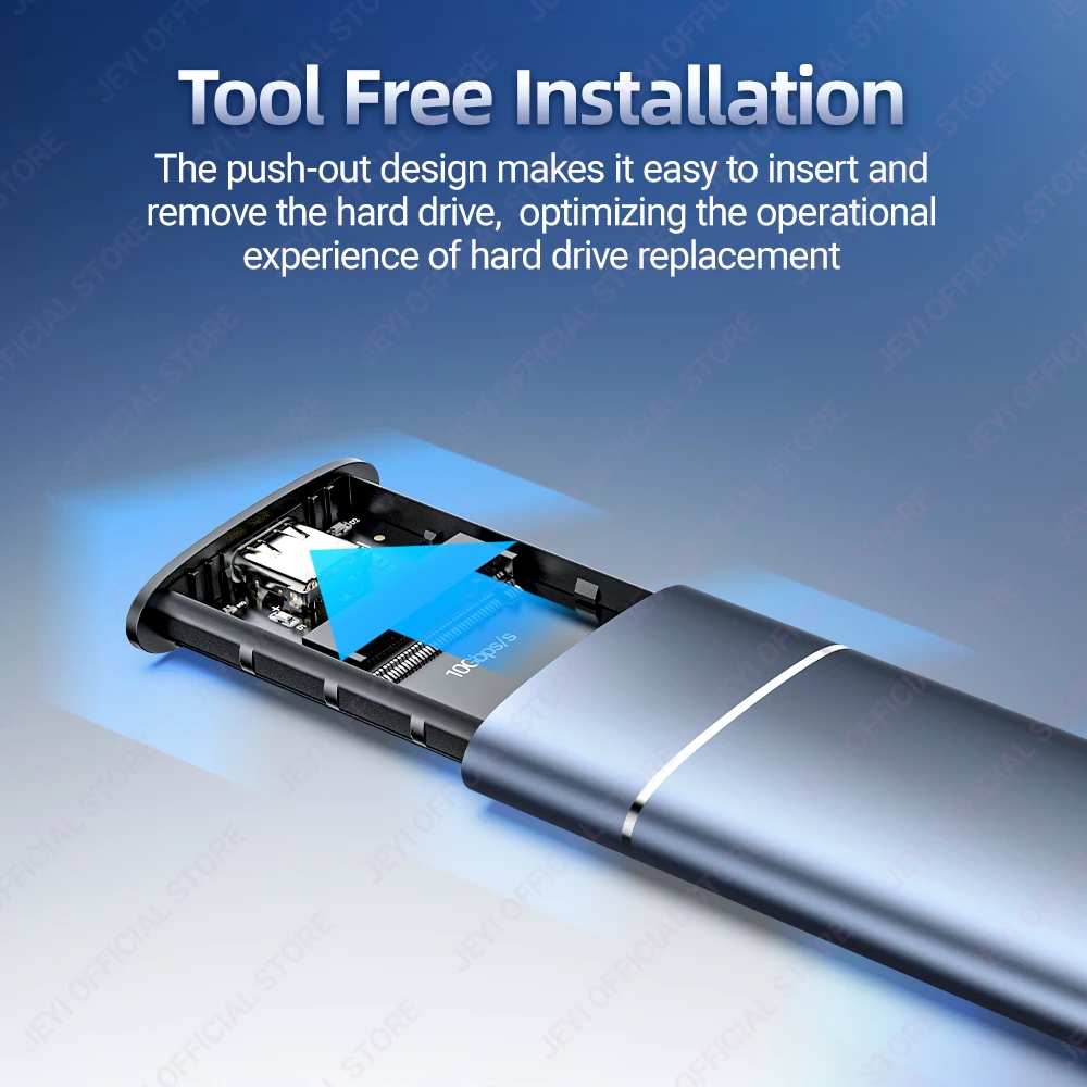 JEYI-Adaptador de carcasa SSD M.2 NVME de aluminio, USB 3,2 Gen 2 (10 gbps) a NVME m-key/(B + M) Key SSD, carcasa externa con embellecedor UASP - imagen 4