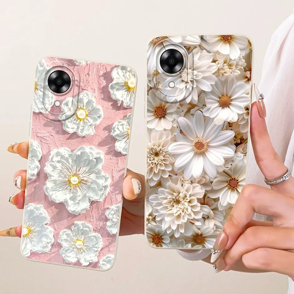 Funda de silicona para OPPO A17 A17k, funda CPH2477 CPH2471, Fundas suaves de TPU a prueba de golpes con flores populares para OPPOA17 OPPOA17k - imagen 2