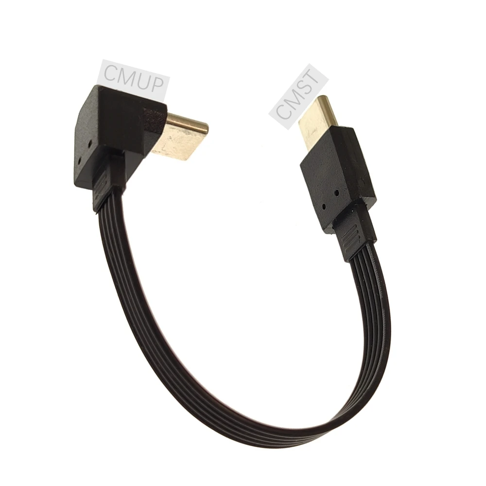 10CM-100CM Codo plano USB-C tipo C arriba/abajo 90 °   Cable PD de carga de datos Cable de datos universal USB C izquierdo y derecho para teléfonos Android - imagen 4