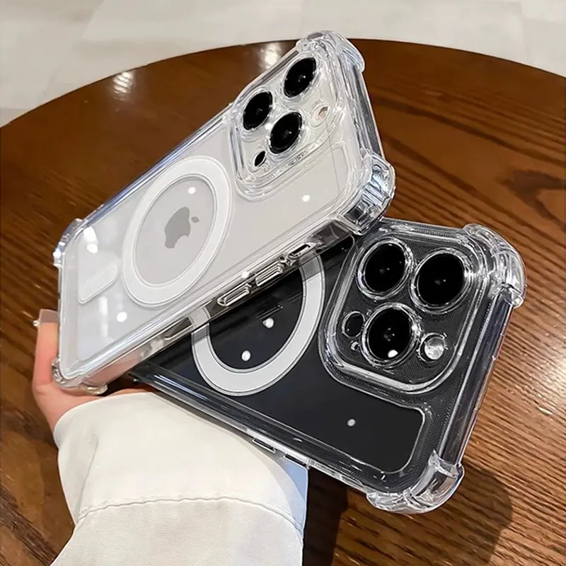 Funda transparente Magsafe de carga inalámbrica de lujo para iPhone 15, 14, 13, 12, 11 Pro Max Plus, funda de parachoques suave magnética a prueba de golpes - imagen 5