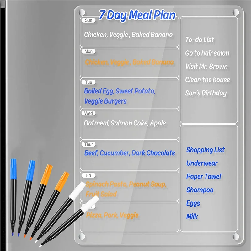 GW-1Set para nevera, calendario semanal transparente, planificador, tablero de notas, tablero de borrado en seco transparente - imagen 3