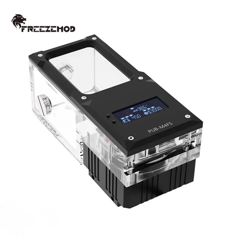 FREEZEMOD Mini bomba de agua cuadrada AIO + depósito, alarma de alta temperatura de apagado, panel metálico silencioso, PUB-M4FS - imagen 5