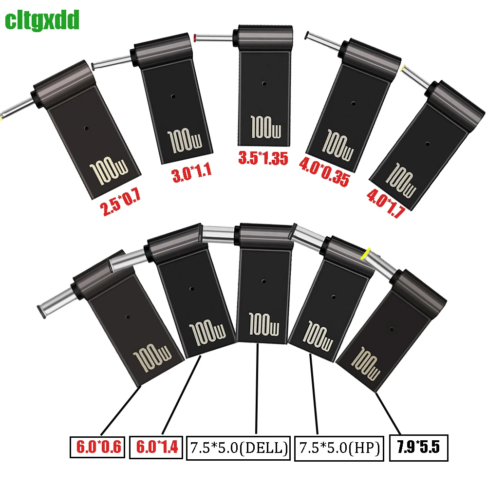 Adaptador de carga rápida USB tipo C de 100W, conector Universal, convertidor de cargador de ordenador portátil USB C para Dell, Asus, Hp, Acer, Lenovo