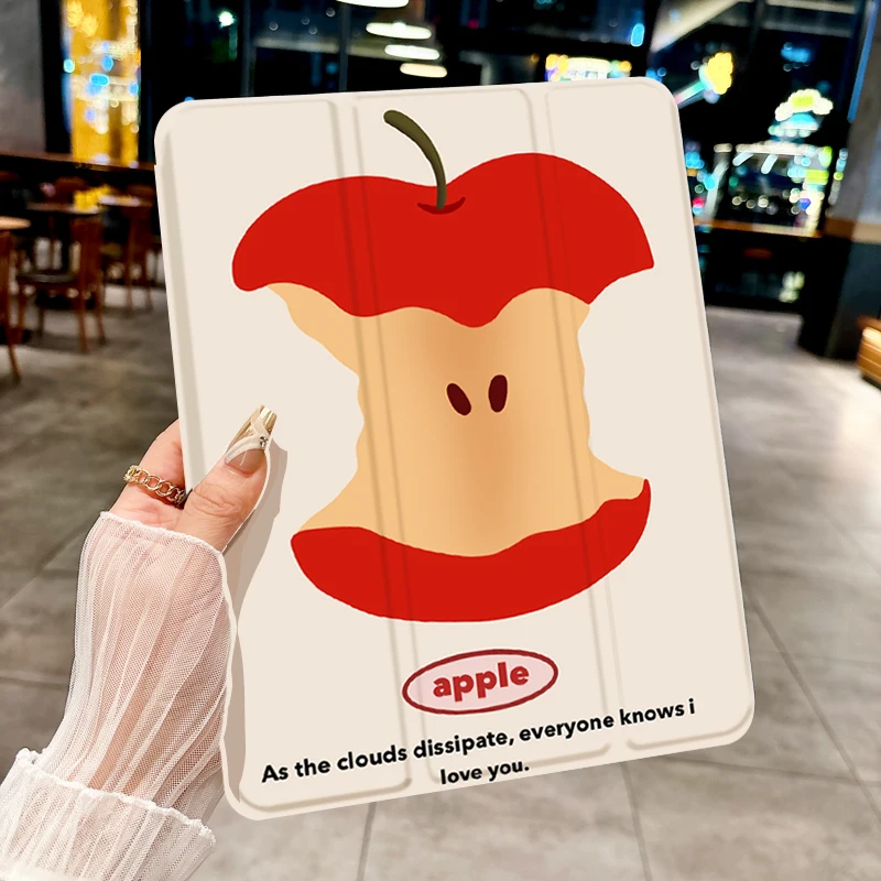 Funda para tableta triple con patrón ins Apple core para iPad pro 10/11/2020/6/7th /8th /Air 3rd/Air 4th/9th gen/Air 5th Gen 2022/Air 1