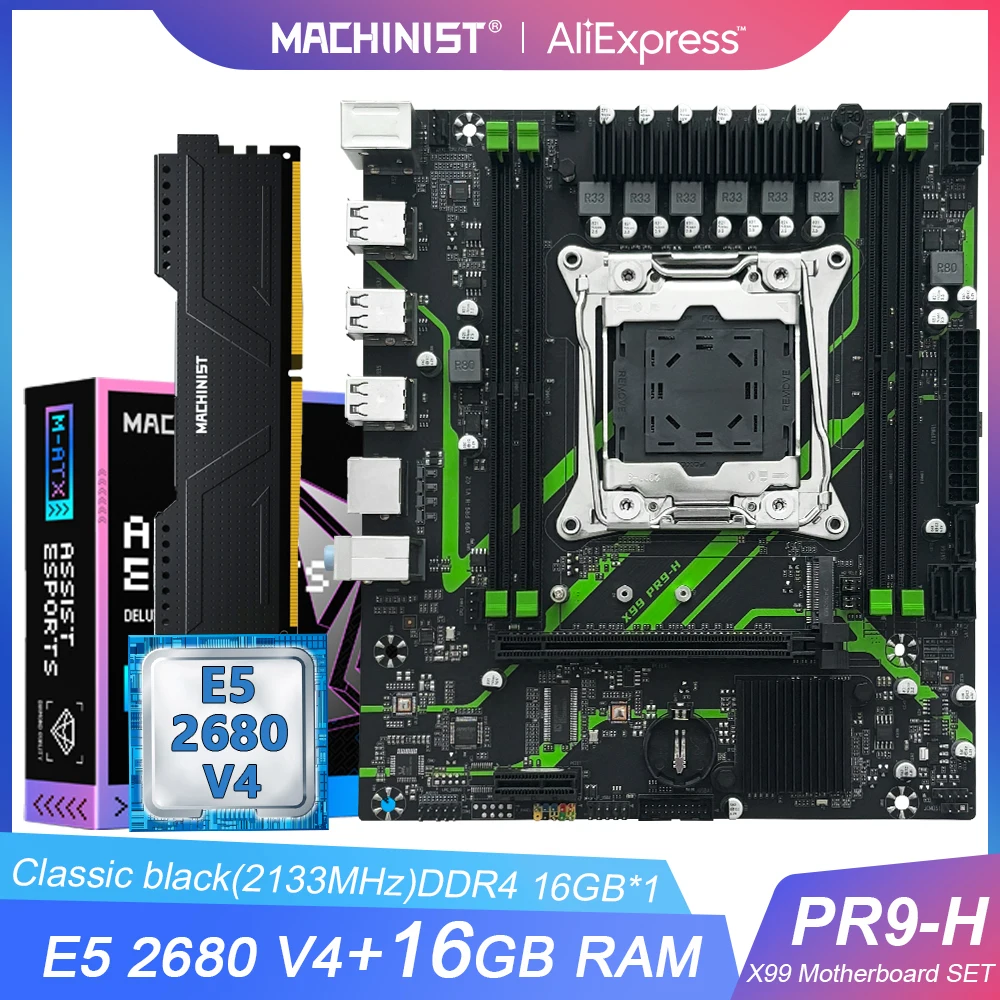 MACHINIST X99 PR9-H placa base Intel LGA2011-3 kit Set Xeon E5 2680 V4 procesador de CPU DDR4 16GB 2133MHz memoria RAM NVME SATA M.2 - imagen 2