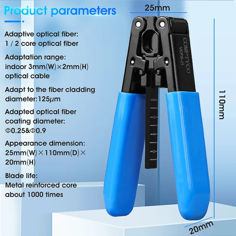 Kit de herramientas de fibra óptica VCFS-33 pelador de tres puertos + VCFS-J1 pelador de cables de cuero de 3*2mm + combinación de herramientas de fibra de tijeras de aramida - imagen 4