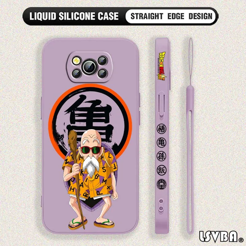 D-Dragon Ball Anime Master Roshi para Xiaomi Poco X6 X5 X4 X3 M6 M5 M3 F6 F5 F4 F3 GT Pro 5G cubierta de la caja del teléfono de cuerda izquierda líquida - imagen 4