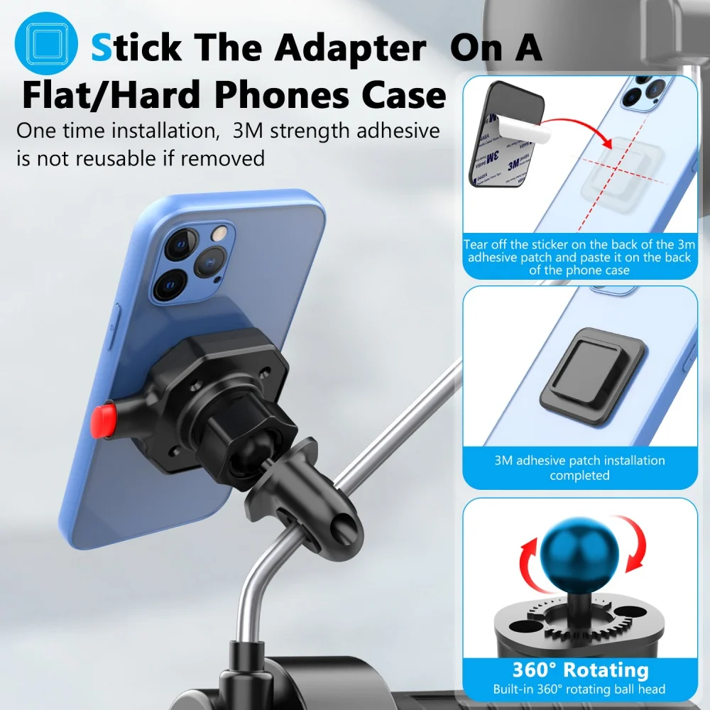 Soporte para teléfono con espejo retrovisor para motocicleta, soporte Universal para teléfono móvil con bloqueo rápido de seguridad para bicicleta eléctrica y patinete - imagen 3