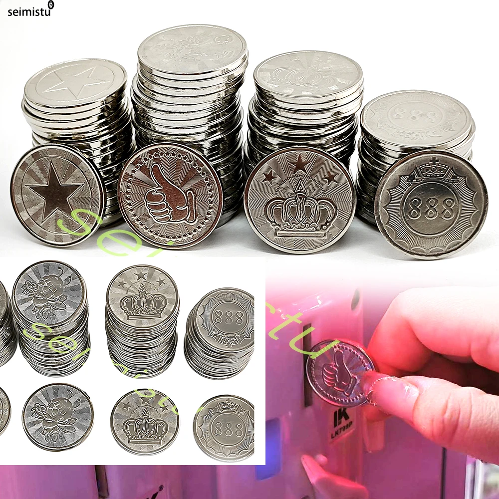 Ficha de moneda de 100 Uds., fichas de juego de acero inoxidable, corona clásica para aceptador de monedas, juego de Arcade, grúa, garra, máquina expendedora de lavado de coches - imagen 2