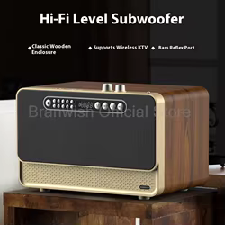 Altavoz de madera de 30W, altavoces Bluetooth 5,0, 3600mAh, 12 horas de reproducción, Audio inalámbrico, reproductor de tarjetas USB TF para Karaoke en casa al aire libre