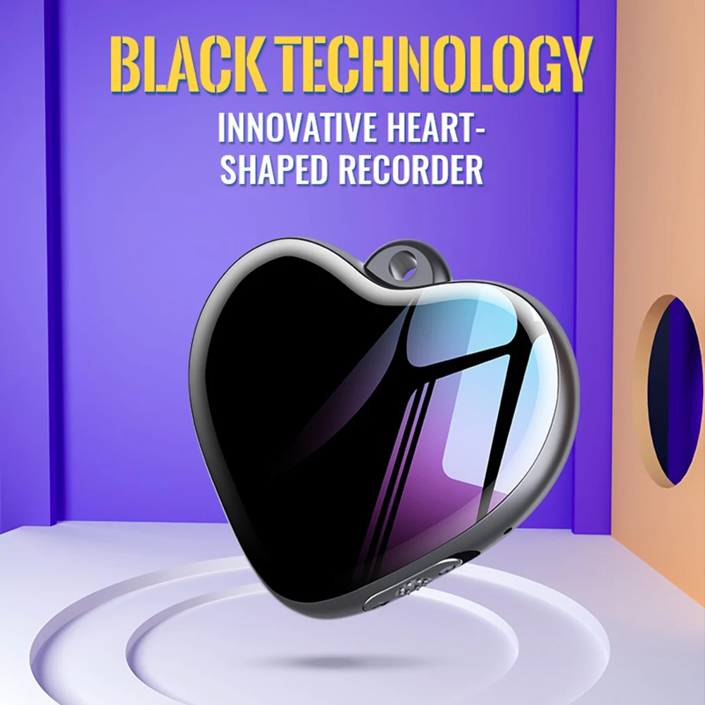 Grabadora activada por voz, reproductor de Audio pequeño en forma de corazón con auriculares, colgante de micrograbación para conferencias, reuniones, entrevistas - imagen 4