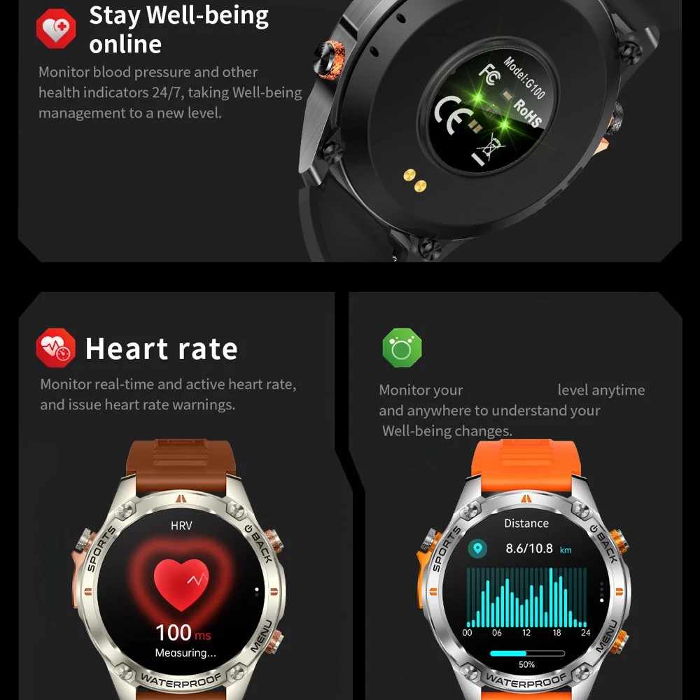 Reloj inteligente GPS para exteriores, pantalla AMOLED, brújula, altímetro barométrico, álbum, llamada BT, relojes inteligentes, marcación de vídeo, recordatorio de información - imagen 4