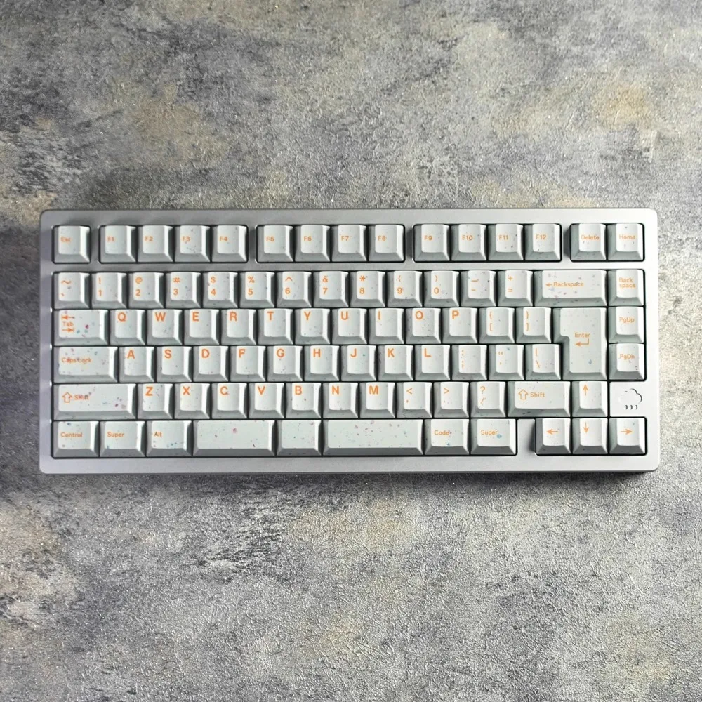 Juego de teclas DOMIKEY TERAAZZO 148 teclas PBT, tapa de teclado blanca Simple personalizada, perfil de cereza, teclas para juegos para teclado mecánico