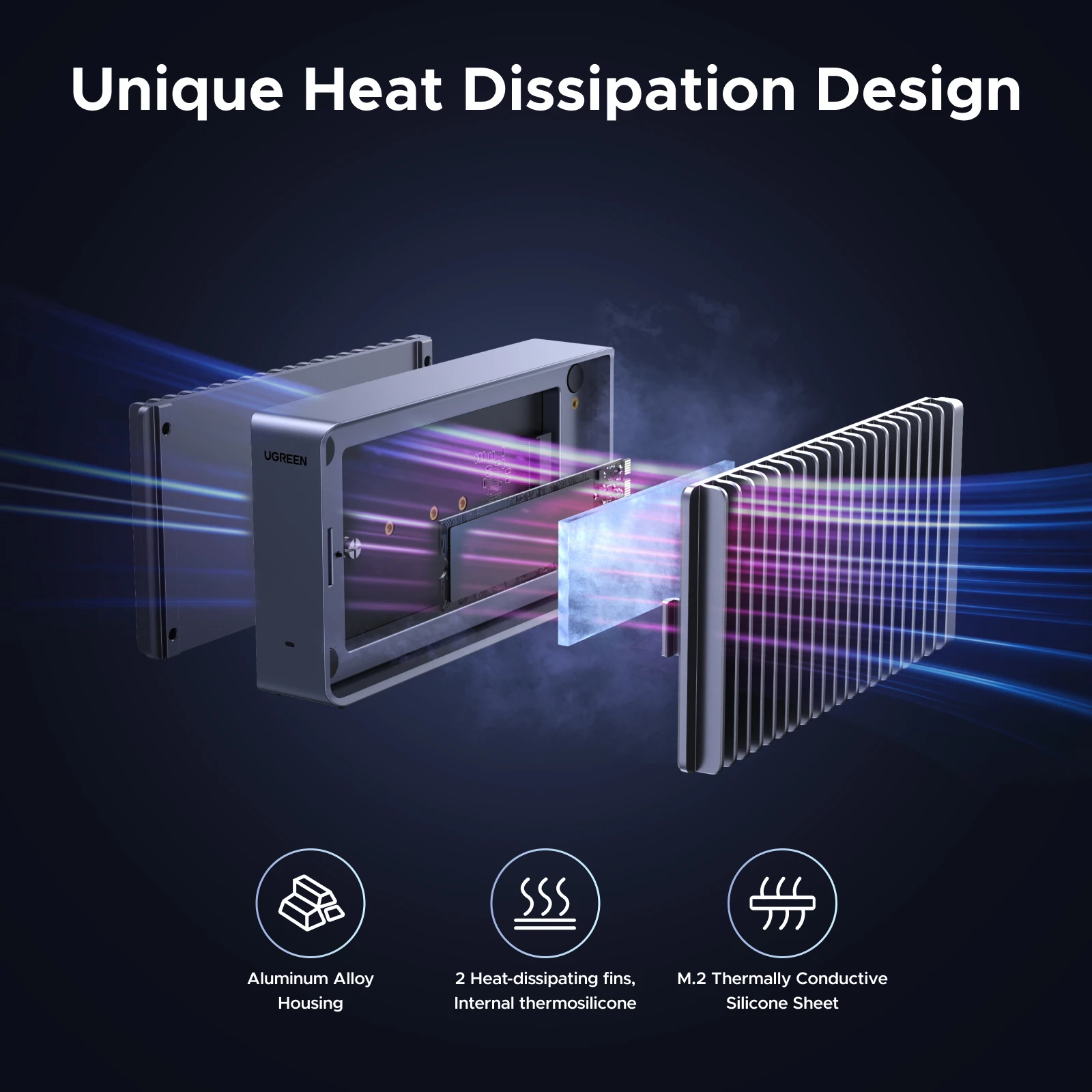 UGREEN 40Gbps M2 SSD Caja USB4 NVMe Compatible con Thunderbolt M.2 NVMe SSD Caja para Mac Mini M4 MacBook Pro - imagen 3