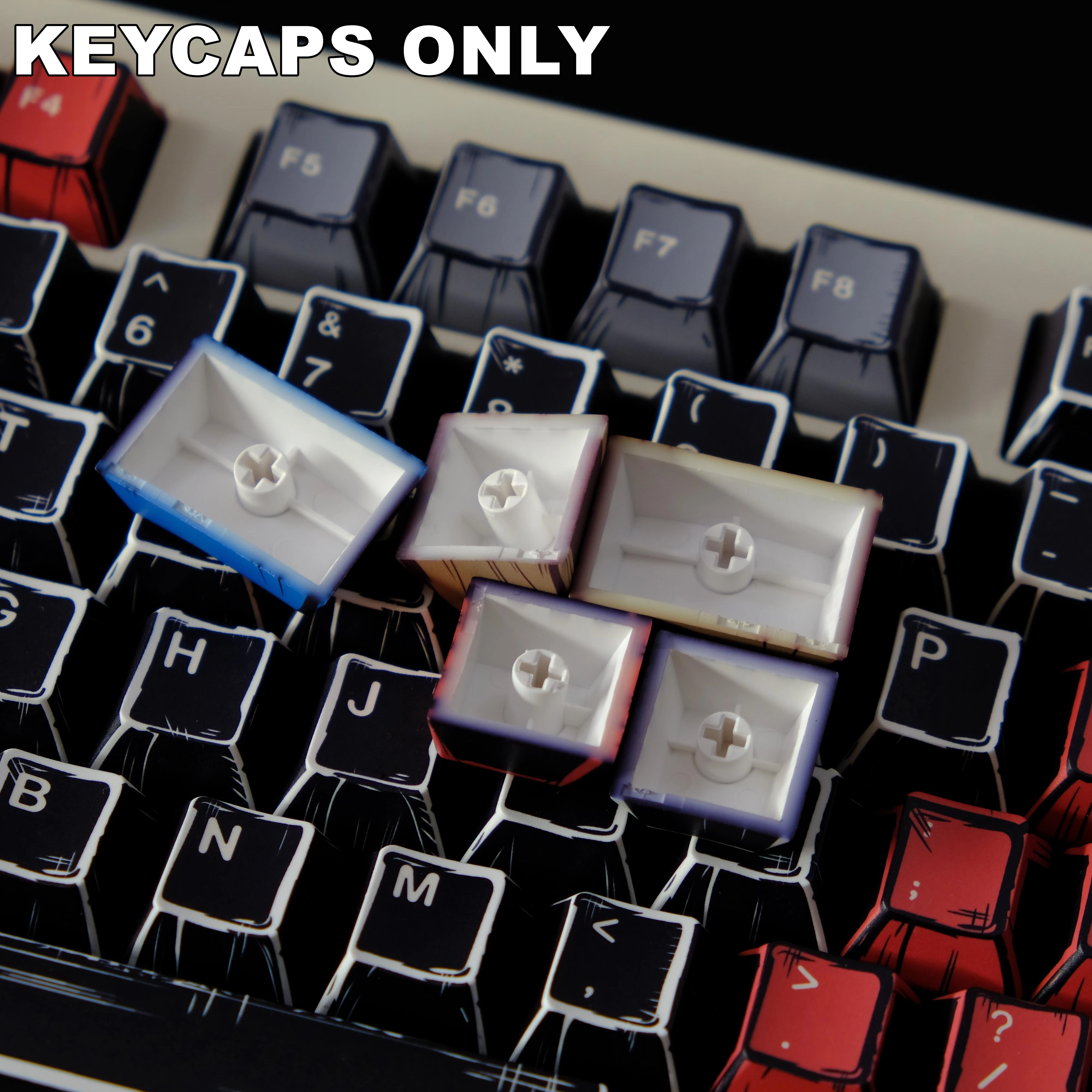 Juego de teclas negras de 151 teclas, teclas de perfil de cereza de material PBT para teclado mecánico MX, juego de llaves estilo 3D, regalo de Navidad - imagen 5