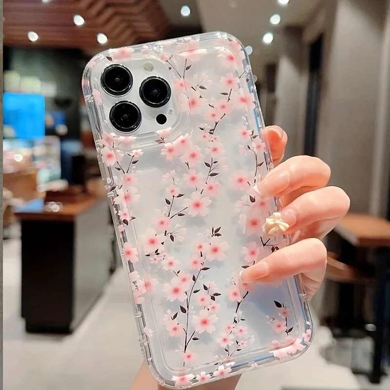 Funda de teléfono suave anticaída con flores multicolores para iPhone 14, 13, 12, 11, 15 16 Pro Max SE XR X XS 7 8 Plus, funda de cojín transparente