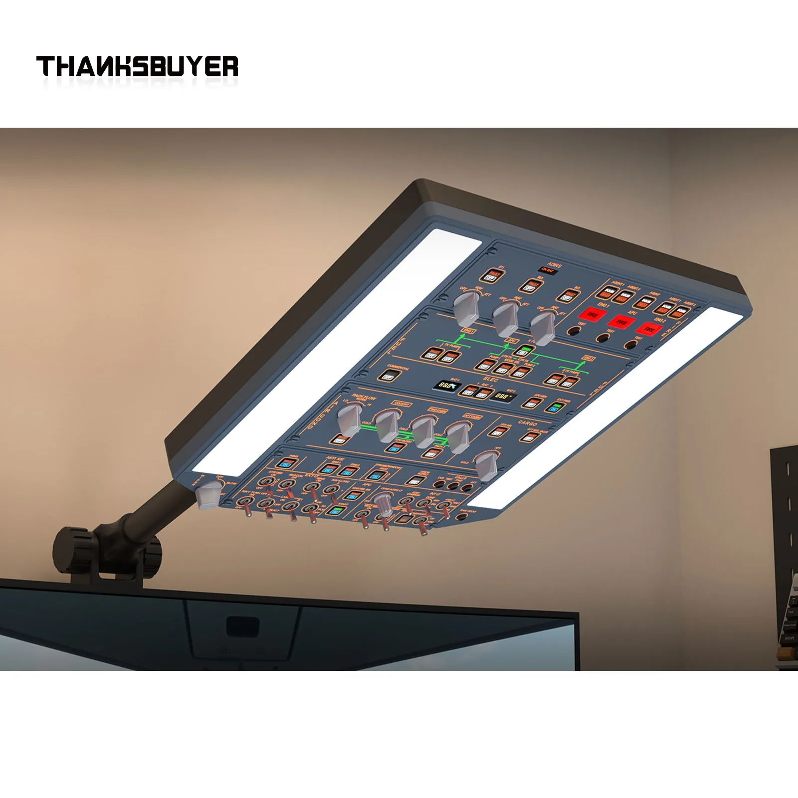 Panel superior A320 del simulador de vuelo WINGFLEX con paneles IRS y iluminación, simulación superior diseñada para plataformas de PC, - imagen 2