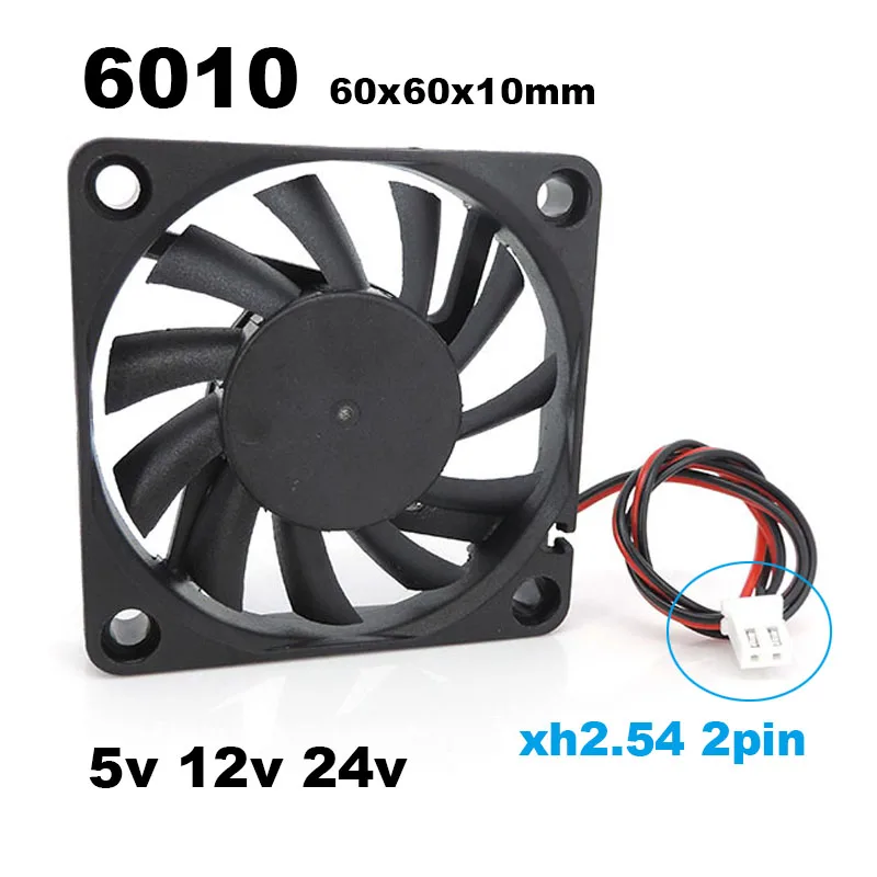 6010 6cm 60mm DC 5v 12V 24V ventilador de refrigeración sin escobillas para piezas de impresora 3D Reprap enfriador de CC 60x60x10mm ventilador de plástico 6cm