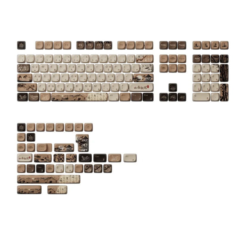 Akko Mountain secusion Theme Keycap Set, 140 teclas, PBT Dye-Sub MOA/Cherry Profile, teclas de teclado mecánico para diseños principales