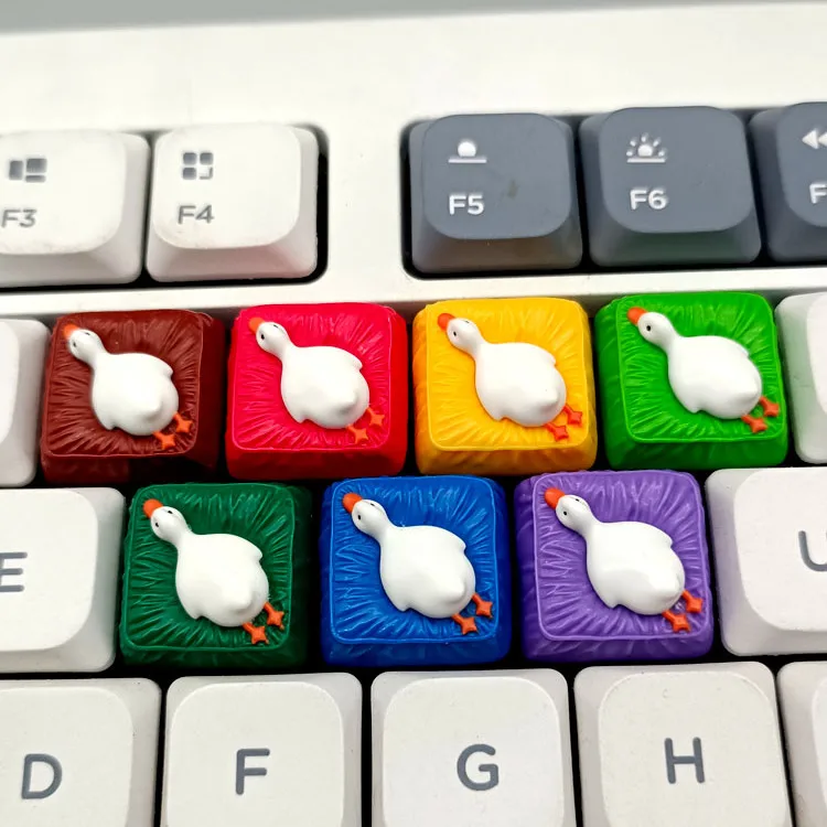 Teclas con tema de pato tumbado KT, teclas de juguete de resina con interruptor MX bajo para teclado mecánico, accesorio Original personalizado, regalo