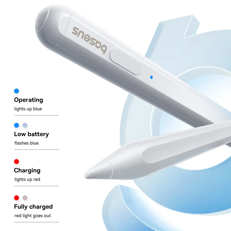 Baseus para Apple Pencil lápiz óptico magnético Bluetooth para iPad Pro Air 4 Air 5 2021-2024 batería Led lápiz táctil de rechazo de palma - imagen 3