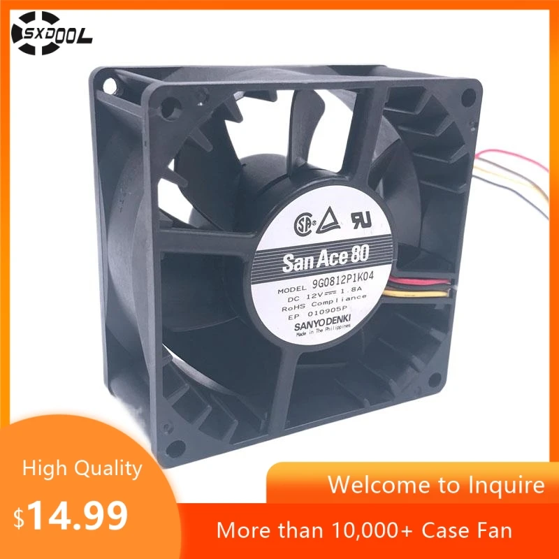 Ventilador de 80 mm para Sanyo 9G0812P1K04 Ventilador de enfriamiento PWM de alto rendimiento de 80 mm 12 V 7800 RPM, 107,3 CFM, 1,8 A, 58 dBA - imagen 2