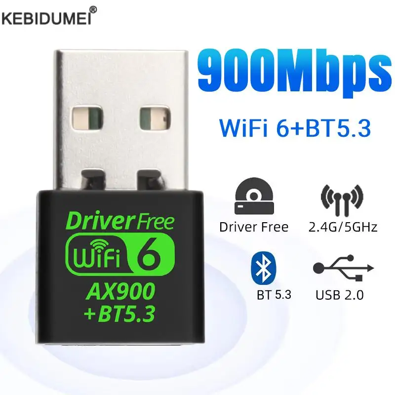 Adaptador USB WiFi Bluetooth 5,3 de 900Mbps, Dongle 2 en 1 de doble banda, 2,4G y 5GHz, USB WiFi 6, red, receptor Wlan inalámbrico, controlador gratuito