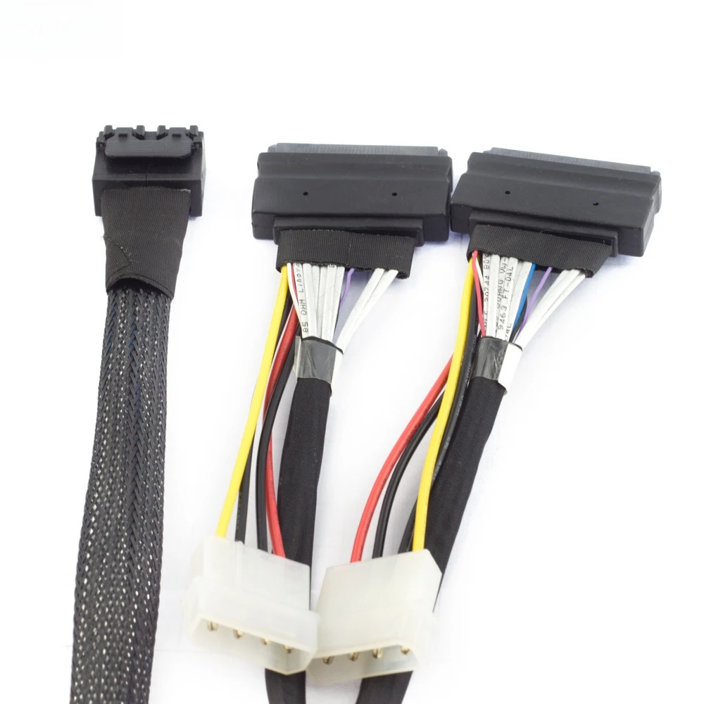 MINI SAS siamés dual HD 8643 4I a 2X SAS 8639 con cable de servidor de energía Longitud opcional 0,5 M 1 M - imagen 3