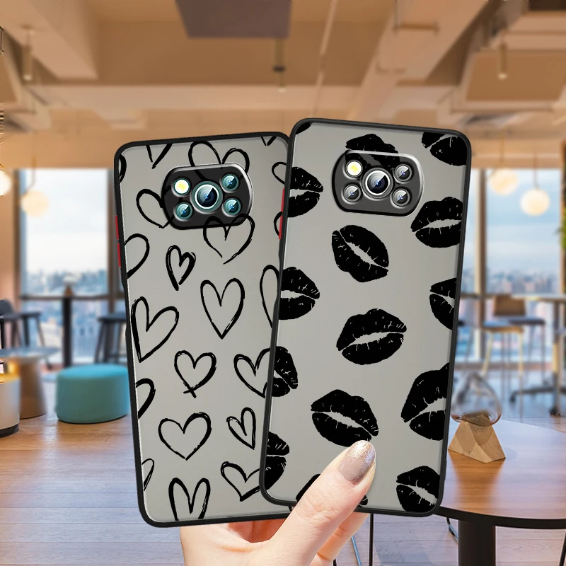 Lips Love Art-funda de teléfono suave para Xiaomi Mi, carcasa translúcida esmerilada con diseño de lujo para Mi Poco X5, X4, X3, M6, M5S, M5, M4, M3, F5, F4, F3, F6 Pro, 5G - imagen 2