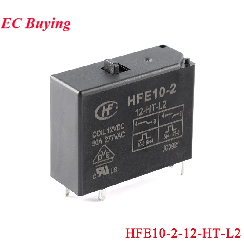 5 uds/1 unidad HFE10 relés magnéticos de alta potencia HFE10-2-12-HT-L2 HFE10-1-12-HST-L2 12VDC 5 pines DC 12V 50A 277VAC NO con interruptor Rele - imagen 4