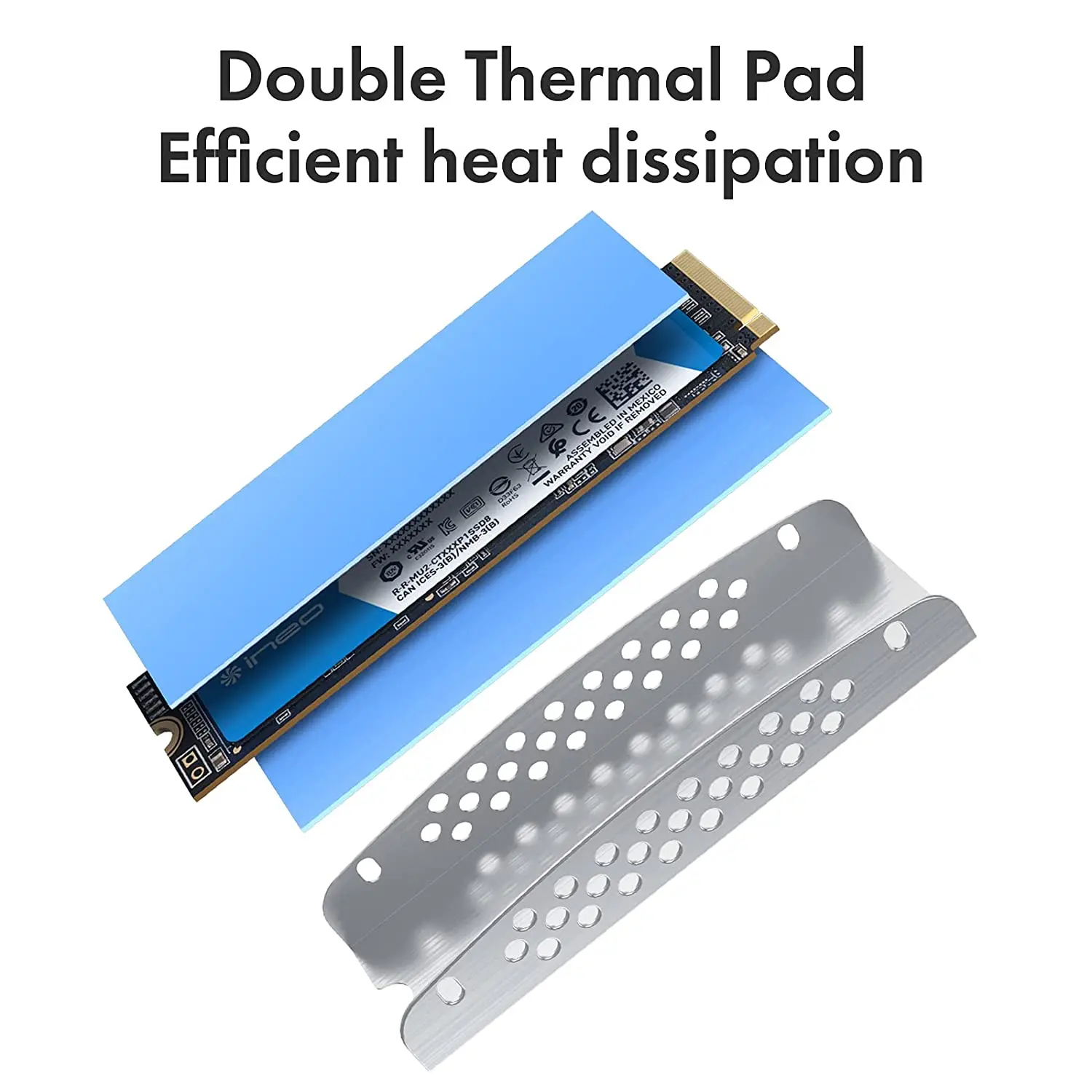Almohadillas de refrigeración del disipador de calor M.2, disipador de calor SSD NVMe, junta de disipador de calor de aluminio para almohadilla térmica de disipación M2 2280 - imagen 3