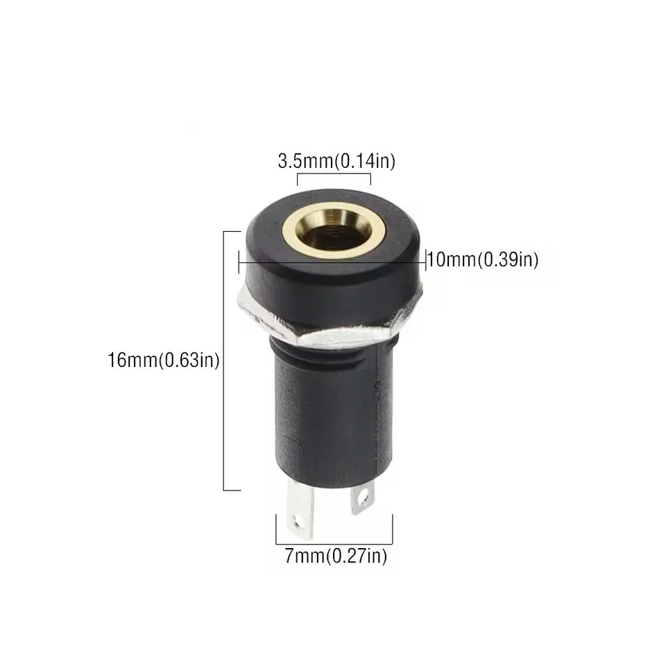 Enchufe de Audio de 3 polos, 10 piezas, 3 pines, 4 pines, 3,5 MM, montaje en Panel de soldadura estéreo negro, dorado con tuercas PJ392A, reproductor MP3 y MP4 - imagen 4