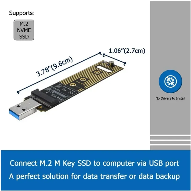 Adaptador M.2 NVME SSD a USB 3,1 PCI-E a USB-A 3,0 tarjeta convertidora interna 10Gbps USB3.1 Gen 2 para Samsung 970 960/para Intel nuevo - imagen 5